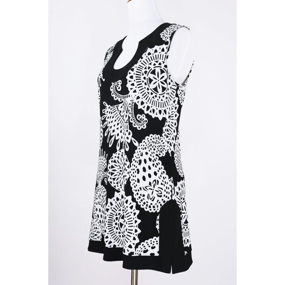WHITE HOUSE BLACK MARKET Women's Sz S Black/White Tunic Top Blouse Mini Dress - Picture 2 of 5